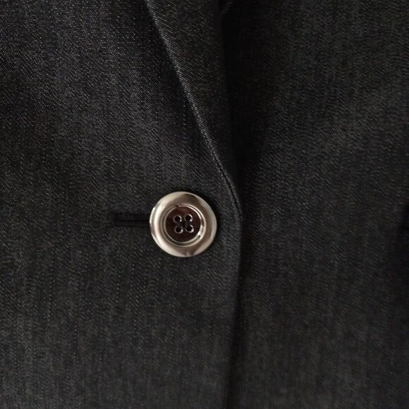 Kasper One Button Chambray Blazer-Size 6-Cotton Blend-Notched Collar-Career - Picture 6 of 9